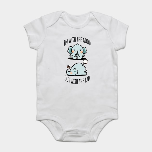 Cute Elephant Breathing Yoga In and Out Meditation design Baby Bodysuit by Luxinda